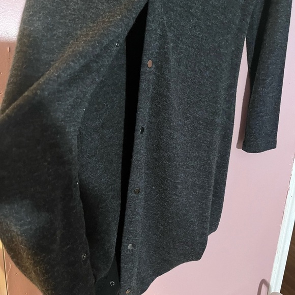 Elena Wang cardigan sweater long line Lagen look duster triangle hemline artsy M - Picture 6 of 14